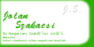 jolan szakacsi business card